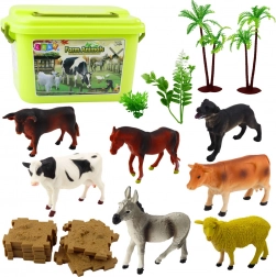 Ensemble de figurines d’animaux avec arbres et valisette 57 pcs
