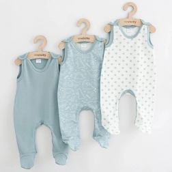 Grenouillères pour bébé NEW BABY Classic II Uni, lot de 3 pcs, menthe, taille 74 (6–9 mois)