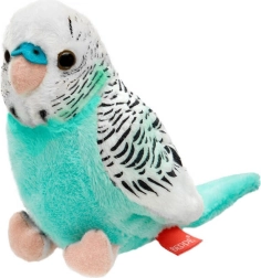 Jouet en peluche perruche ondulée azur-blanc