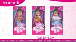 Poupée avec son animal en peluche 11,5 cm