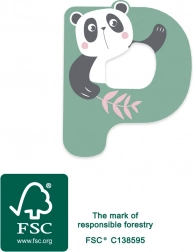 lettre en bois P avec panda