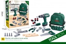 Sac à dos du petit bricoleur avec outils et perceuse