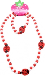 Ensemble collier et bracelet motif coccinelles