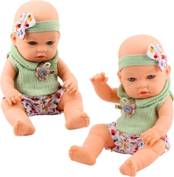 Poupée Bébé en Tenue Verte à Motif Floral avec Bandeau à Nœud
