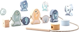 Cubika pastel poissons à enfiler et animaux marins – set d’enfilage en bois