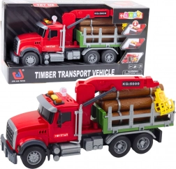 Camion forestier rouge avec grue 1:14 avec lumières et sons