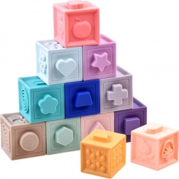 ensemble de cubes en silicone souple texturés PIXINO – 12 pièces