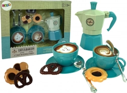 Set de café pour enfants café-boulangerie avec pâtisseries bleu
