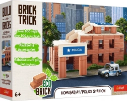 Trefl Brick Trick – poste de police, jeu de construction en vraies briques, 100 pièces