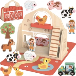 Tooky Toy Ferme pliable en bois avec figurines d’animaux