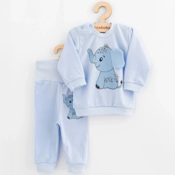 Ensemble pour bébé t-shirt et pantalon NEW BABY Happy Elephant bleu 86 (12–18 mois)