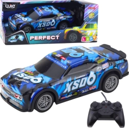 Voiture RC de course avec carrosserie lumineuse, noir-bleu