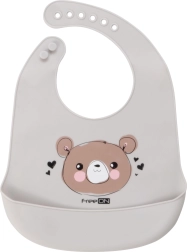 Bavoir en silicone Ours gris