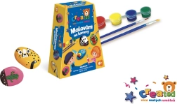 Coffret de peinture sur galets avec peintures et pinceaux en boîte 19 × 14 × 5 cm