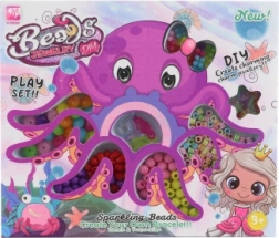 Perles en plastique dans une boîte à motif pieuvre