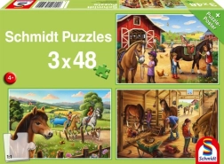 Puzzle SCHMIDT mes chevaux préférés 3×48 pièces