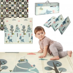 Humbi tapis pour enfants pliant, réversible, en mousse XPE 200 × 180 cm avec sentier forestier et images contrastées
