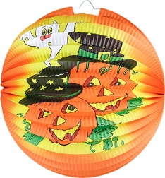 Lampion d’Halloween avec motif de citrouilles joyeuses