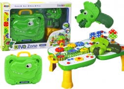 Table DIY pour enfants avec valisette DINOSAUR et perceuse électrique, 249 pièces