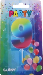 Bougie de fête numéro 9 Arc-en-ciel