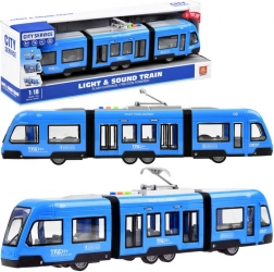 Tramway articulée bleue avec lumière et son ZA3834