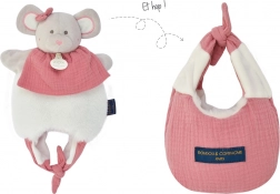 Doudou souris 3-en-1 dans un sac pour bébés, 30 cm