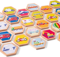 Jeu de mémoire en bois sur le thème des moyens de transport