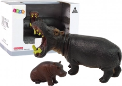 Set de figurines hippopotame avec petit – animaux du monde
