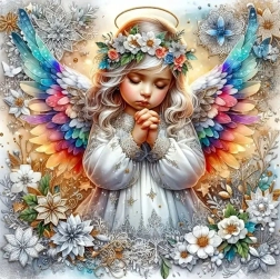 Peinture diamant Ange aux ailes arc-en-ciel 30x40 cm