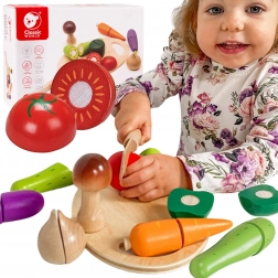 Classic World set de découpe de légumes en bois à scratch, 16 pièces