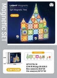 Jeu de construction magnétique 3D avec disques lumineux, 75 pièces