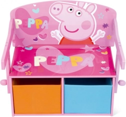 Banc enfant Peppa Pig 3 en 1 (banc, bureau et boîte de rangement pour jouets)