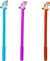 Stylo à bille avec licorne, encre noire, 0,5 mm – assortiment violet/orange/bleu