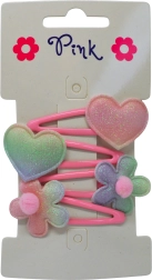 Barrettes pour filles – fleur et cœur, lot de 4 pièces