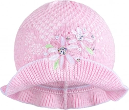 Chapeau tricoté pour enfant rose-blanc NEW BABY