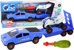 Set de police pour enfants avec voiture, quad et remorque DIY, bleu