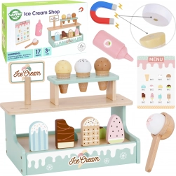 Stand de crème glacée en bois WOOPIE GREEN – jeu de glace, 16 pièces