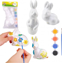 Ensemble de peinture décorations en polystyrène 4 lapins avec peintures et pinceau