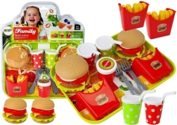 Ensemble de frites pour hamburgers avec plateau