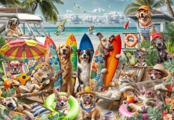 Puzzle Bluebird Chiens et chats sur la plage 2000 pièces