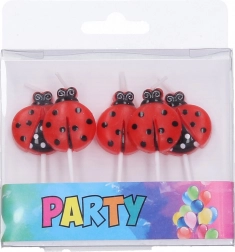 Bougies de fête Coccinelle - Lot de 5 pièces