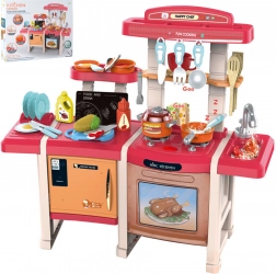 Cuisine double pour enfants rouge 70 cm, 45 pièces