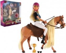 Poupée jockey ANLILY avec cheval, articulée, avec accessoires