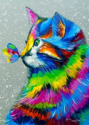 Puzzle belle chatte et papillon 1000 pièces