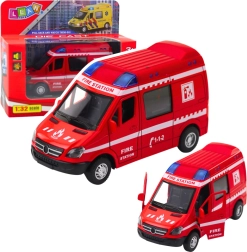 Camion de pompiers en métal 1:32 à friction, avec lumières et sons – rouge