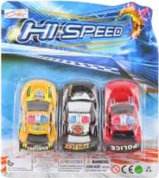 Set de petites voitures de police – assortiment de couleurs (3 pcs)