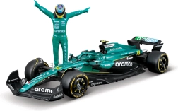 Modèle de Formule 1 Bburago Aston Martin AMR25 2025 avec figurine du pilote Fernando Alonso (n° 14) 1:24