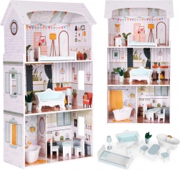 Maison de poupées Alice – 3 étages, 4 pièces, set avec 9 meubles Ecotoys