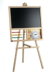 Tableau en bois avec abaque et horloge