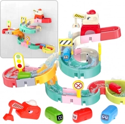 Set de circuit automobile aquatique pour bain avec descentes et ventouses, 37 pièces